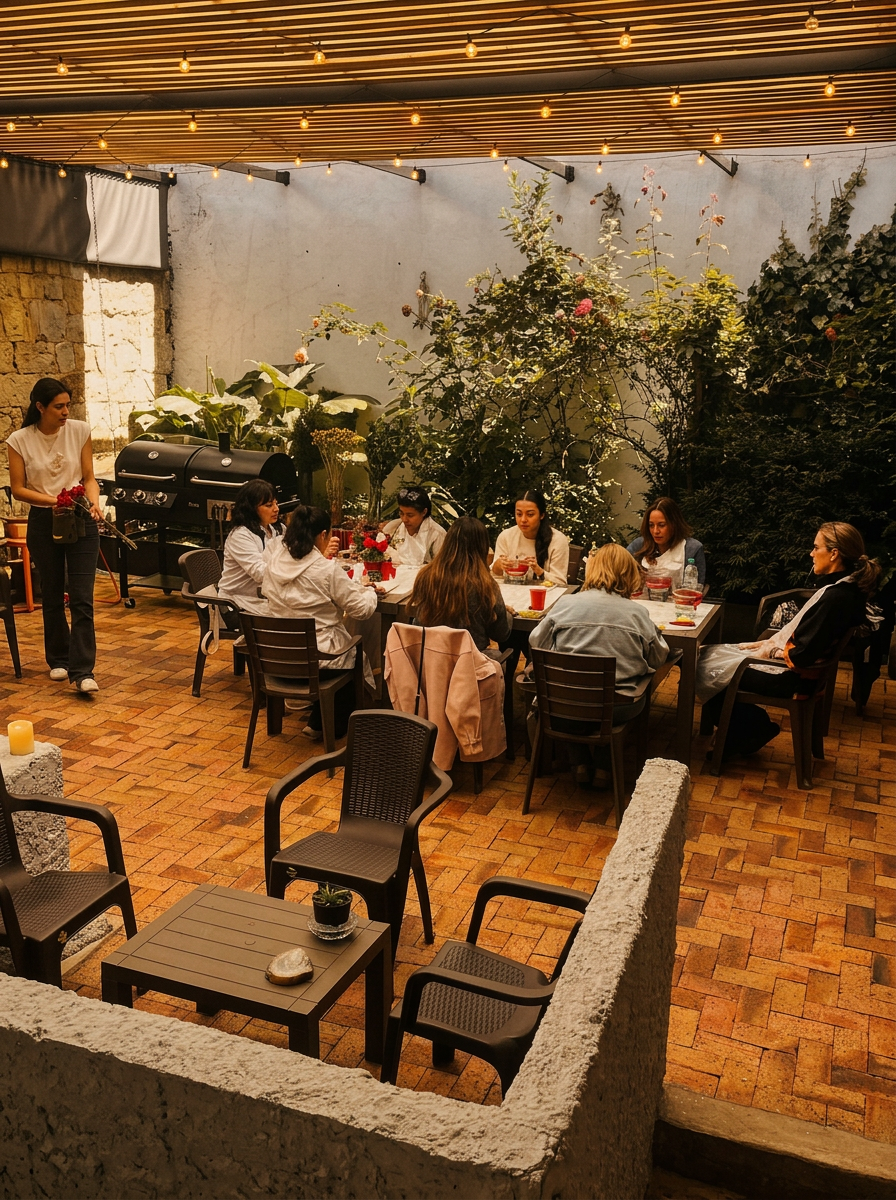 Taller de flores en la terraza de Casa Apolonia